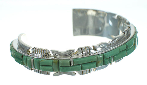 Turquoise Inlay Sterling Silver Southwestern Cuff Bracelet AX78275
