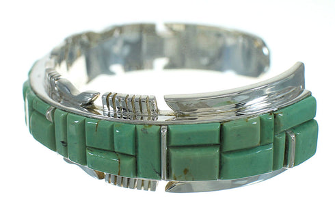 Turquoise Inlay Sterling Silver Southwestern Cuff Bracelet AX78275