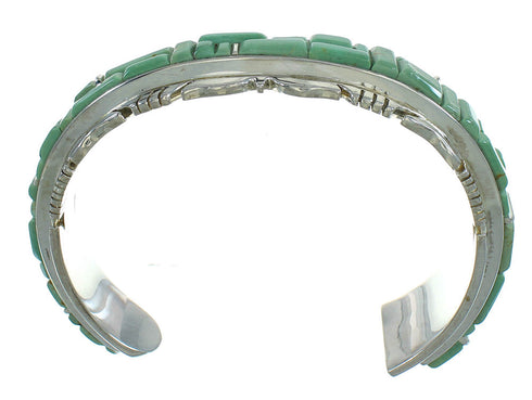 Turquoise Inlay Sterling Silver Southwestern Cuff Bracelet AX78275