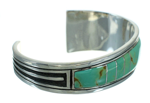Southwestern Turquoise Sterling Silver Feather Cuff Bracelet AX78279