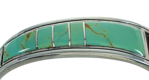 Southwestern Turquoise Sterling Silver Feather Cuff Bracelet AX78279
