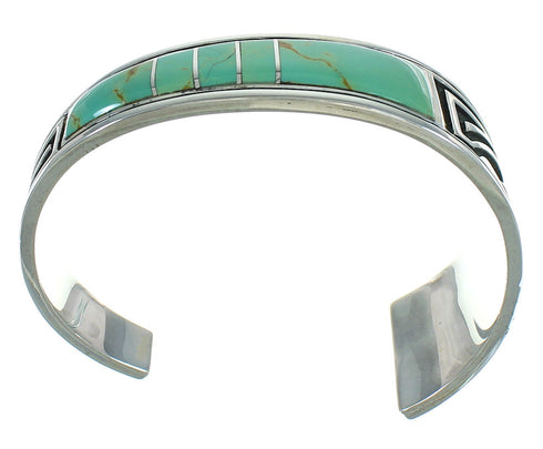 Southwestern Turquoise Sterling Silver Feather Cuff Bracelet AX78279