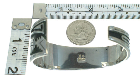 Southwestern Turquoise Sterling Silver Feather Cuff Bracelet AX78279