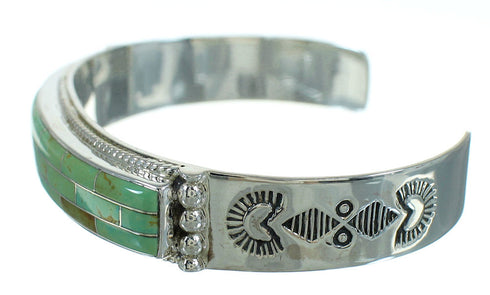 Turquoise Inlay Southwest Genuine Sterling Silver Cuff Bracelet AX78288
