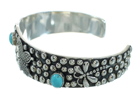 Sterling Silver Turquoise Butterfly And Dragonfly Cuff Bracelet AX78324