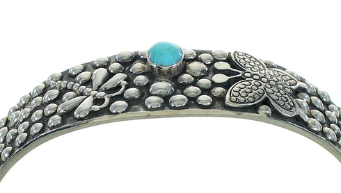 Sterling Silver Turquoise Butterfly And Dragonfly Cuff Bracelet AX78324