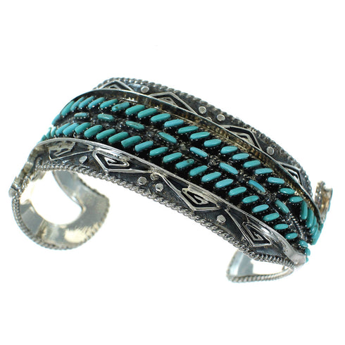 Turquoise Needlepoint Silver Water Wave Jewelry Cuff Bracelet AX78360
