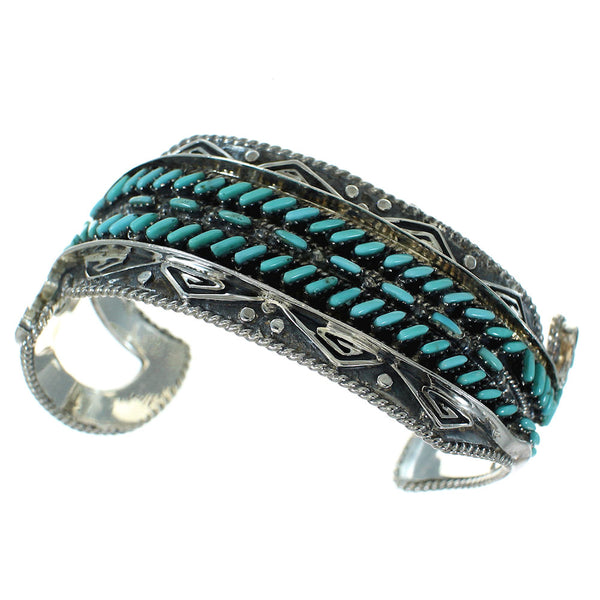 Turquoise Needlepoint Silver Water Wave Jewelry Cuff Bracelet AX78360