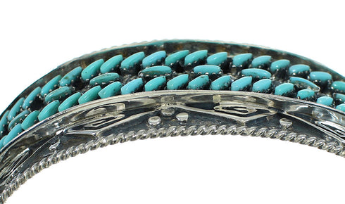 Turquoise Needlepoint Silver Water Wave Jewelry Cuff Bracelet AX78360