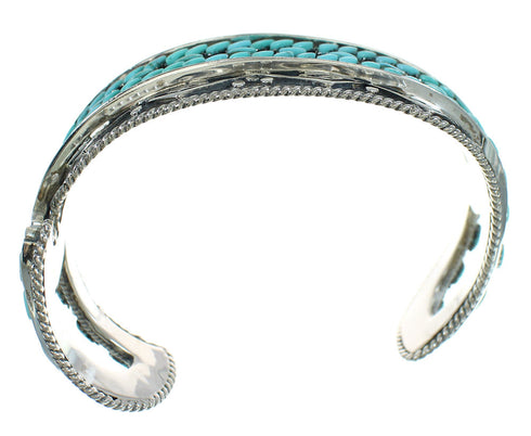 Turquoise Needlepoint Silver Water Wave Jewelry Cuff Bracelet AX78360