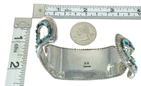 Turquoise Needlepoint Silver Water Wave Jewelry Cuff Bracelet AX78360
