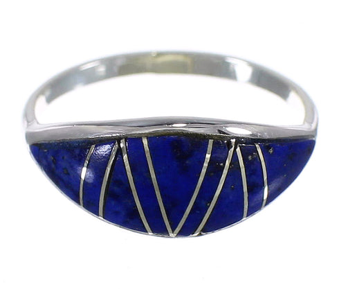 Southwestern Genuine Sterling Silver Lapis Inlay Ring Size 6-3/4 QX68422