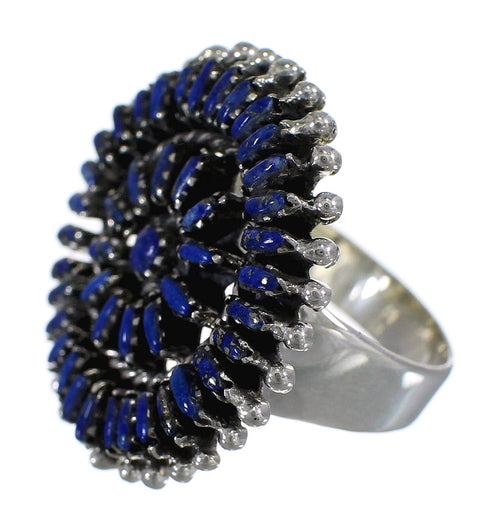 Southwest Authentic Sterling Silver Lapis Needlepoint Ring Size 8-1/4 QX68367