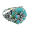 Silver And Turquoise Southwest Flower Dragonfly Ring Size 8-1/4 YX68949