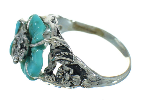 Silver And Turquoise Southwest Flower Dragonfly Ring Size 8-1/4 YX68949