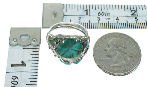 Turquoise And Silver Southwest Flower Dragonfly Ring Size 6-3/4 YX68964