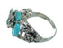 Turquoise Inlay And Silver Southwestern Flower Dragonfly Ring Size 6-3/4 YX68977