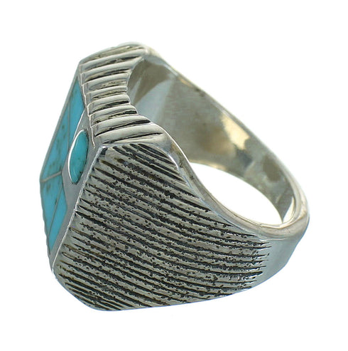 Southwestern Turquoise And Authentic Sterling Silver Ring Size 7-3/4 YX69011