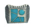 Southwest Turquoise Inlay And Sterling Silver Jewelry Ring Size 6-3/4 YX69019