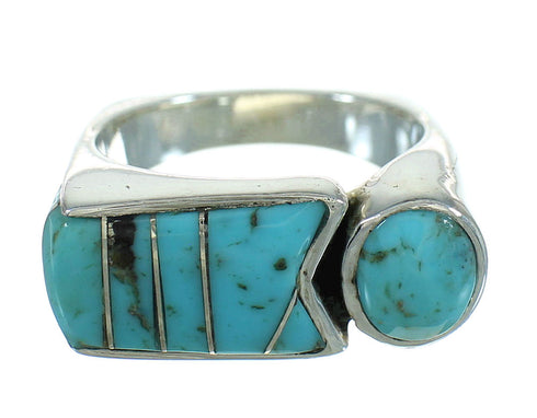 Silver And Turquoise Southwest Ring Size 7-1/4 YX69404