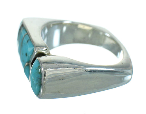 Silver And Turquoise Southwestern Ring Size 8-1/4 YX69406