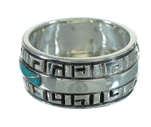 Sterling Silver Water Wave Southwest Turquoise Ring Size 5-3/4 RX68785
