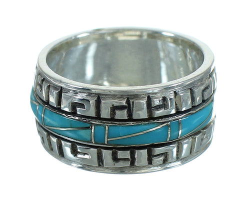 Genuine Sterling Silver Turquoise Water Wave Ring Size 5-1/2 RX68799