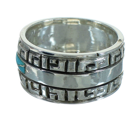 Genuine Sterling Silver Turquoise Water Wave Ring Size 5-1/2 RX68799