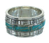 Sterling Silver Turquoise Southwest Water Wave Ring Size 6-3/4 RX68809