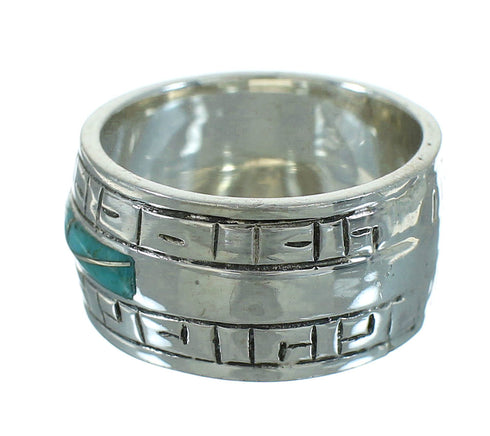 Sterling Silver Turquoise Southwest Water Wave Ring Size 6-3/4 RX68809