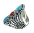Southwestern Turquoise And Coral Sterling Silver Ring Size 5-1/4 WX74845