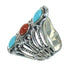 Southwestern Coral And Turquoise Sterling Silver Ring Size 6-1/4 WX74890
