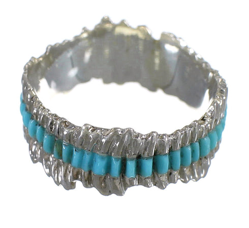 Turquoise Inlay Southwest Genuine Sterling Silver Ring Size 5-3/4 QX69004