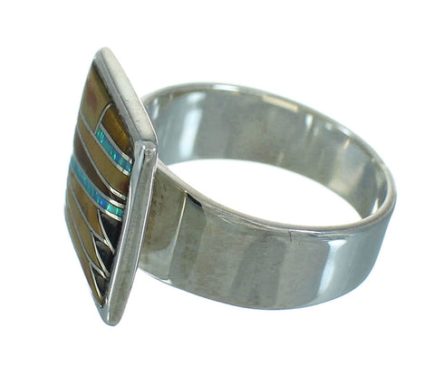 Silver Multicolor Inlay Ring Size 6-1/4 YX75295