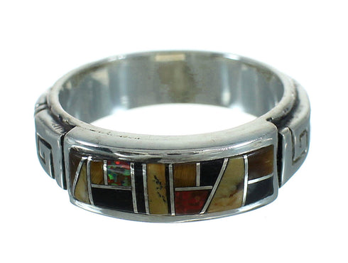 Genuine Sterling Silver Multicolor Water Wave Ring Size 7-3/4 YX75318