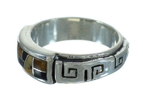 Genuine Sterling Silver Multicolor Water Wave Ring Size 7-3/4 YX75318