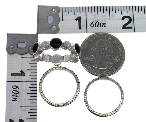 Southwestern Silver Multicolor Stackable Ring Set Size 5-3/4 QX76184