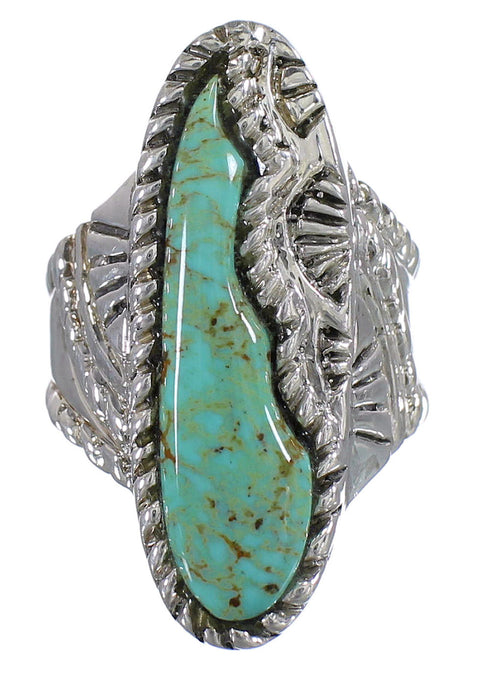 Genuine Sterling Silver Southwestern Turquoise Jewelry Ring Size 8-1/4 QX74919