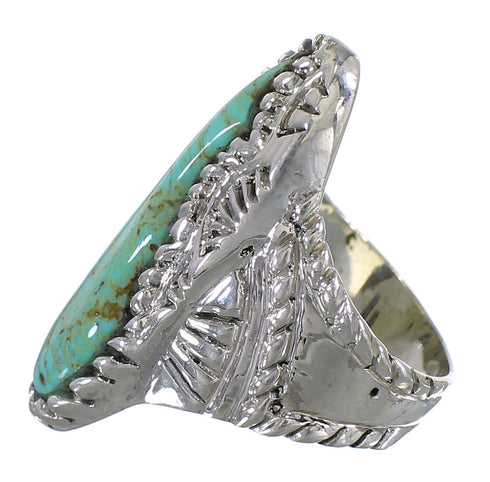 Genuine Sterling Silver Southwestern Turquoise Jewelry Ring Size 8-1/4 QX74919