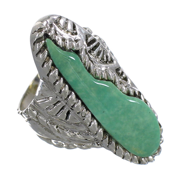 Southwestern Authentic Sterling Silver Turquoise Jewelry Ring Size 6-1/4 QX74931