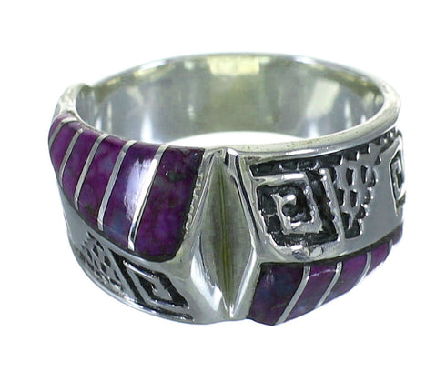 Southwest Silver Magenta Turquoise Water Water Ring Size 4-3/4 QX81592