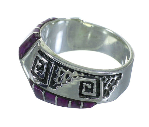 Southwest Genuine Sterling Silver Magenta Turquoise Water Water Ring Size 6-3/4 QX81601