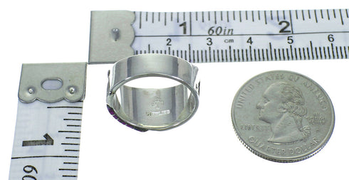 Southwest Genuine Sterling Silver Magenta Turquoise Water Water Ring Size 6-3/4 QX81601