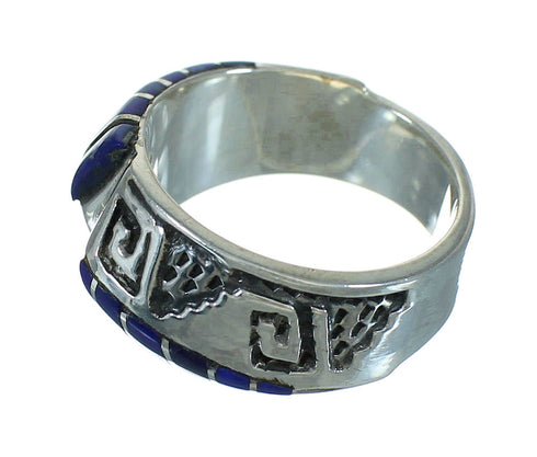 Silver Southwest Lapis Water Wave Ring Size 6-1/4 QX81611