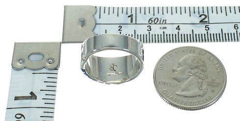 Authentic Sterling Silver Southwest Lapis Water Wave Ring Size 6-1/2 QX81616