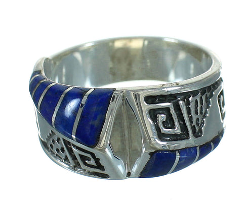 Southwestern Sterling Silver Lapis Water Wave Ring Size 6-3/4 QX81622