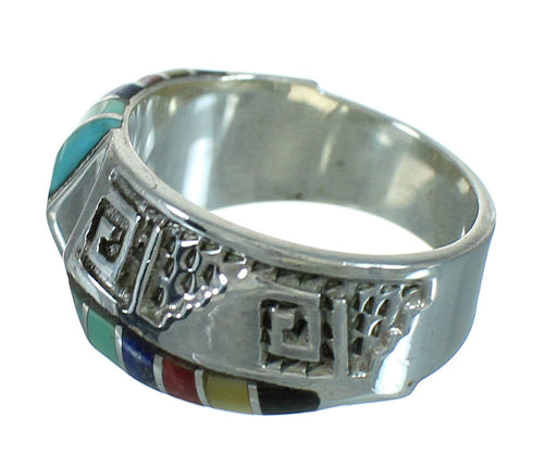 Multicolor Authentic Sterling Silver Southwestern Water Wave Ring Size 5 QX81636