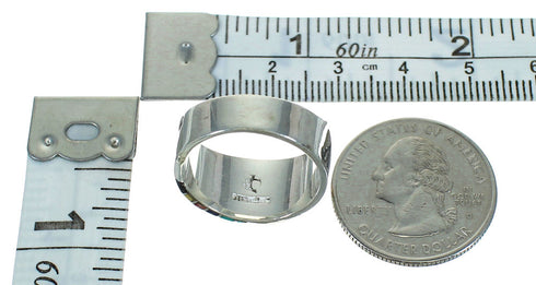 Silver Southwestern Multicolor Water Wave Ring Size 7-3/4 QX81650