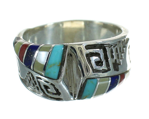 Multicolor Silver Southwestern Water Wave Ring Size 6-1/2 QX81630