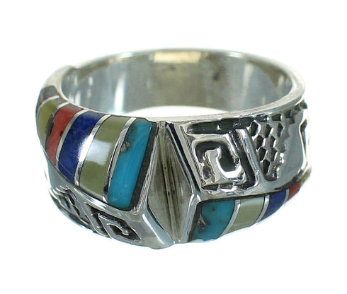 Multicolor Sterling Silver Southwest Water Wave Ring Size 5-3/4 QX81631